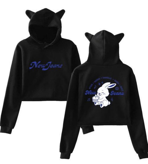 newjeans New Jeans Member Names Bunny Cropped Hoodie