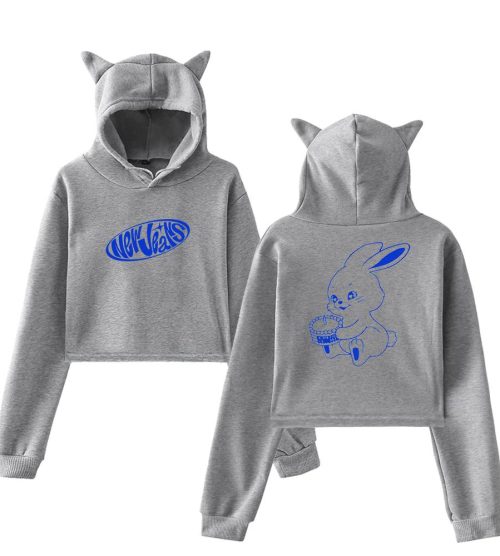 NewJeans New Jeans Oval Bunny Badge Cropped Hoodie