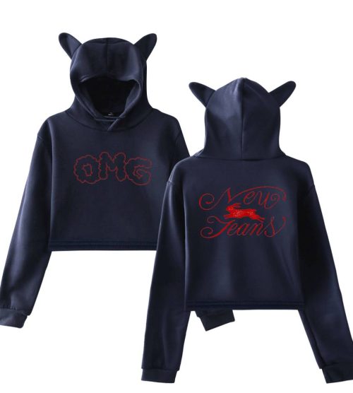 NewJeans NWJNS Halftone Bunny Portrait Cropped Hoodie