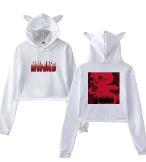 NewJeans NWJNS Red Gradient Bear Cropped Hoodie