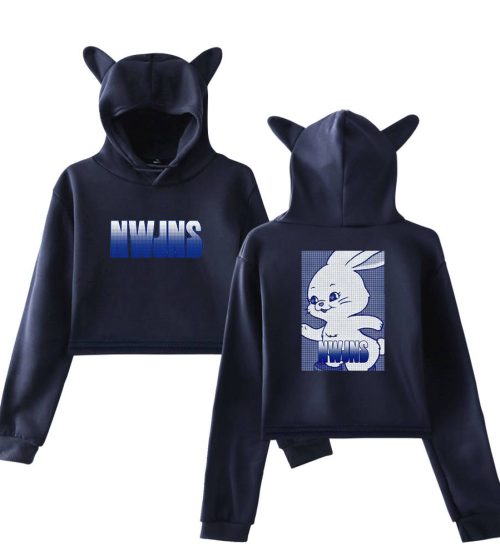NewJeans OMG Cloud Logo Cropped Hoodie